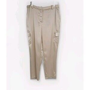 Bailey 44 Satin Cargo Pocket Straight Leg Pants Beige Women’s Size XL NWT
